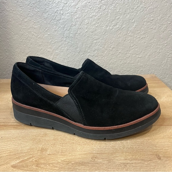 Collection By Clarks Sharon Dolly Loafer Womens 8 Black Brown Suede Upper - Picture 3 of 6